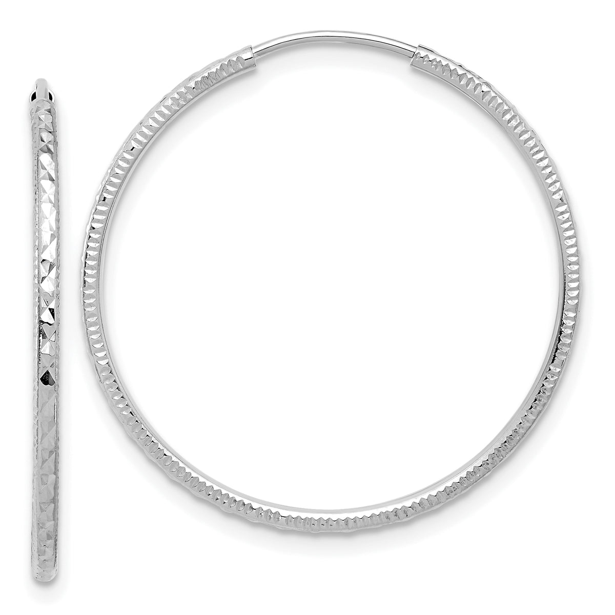 14k White Gold D/C 1.50mm Endless Hoop Earrings