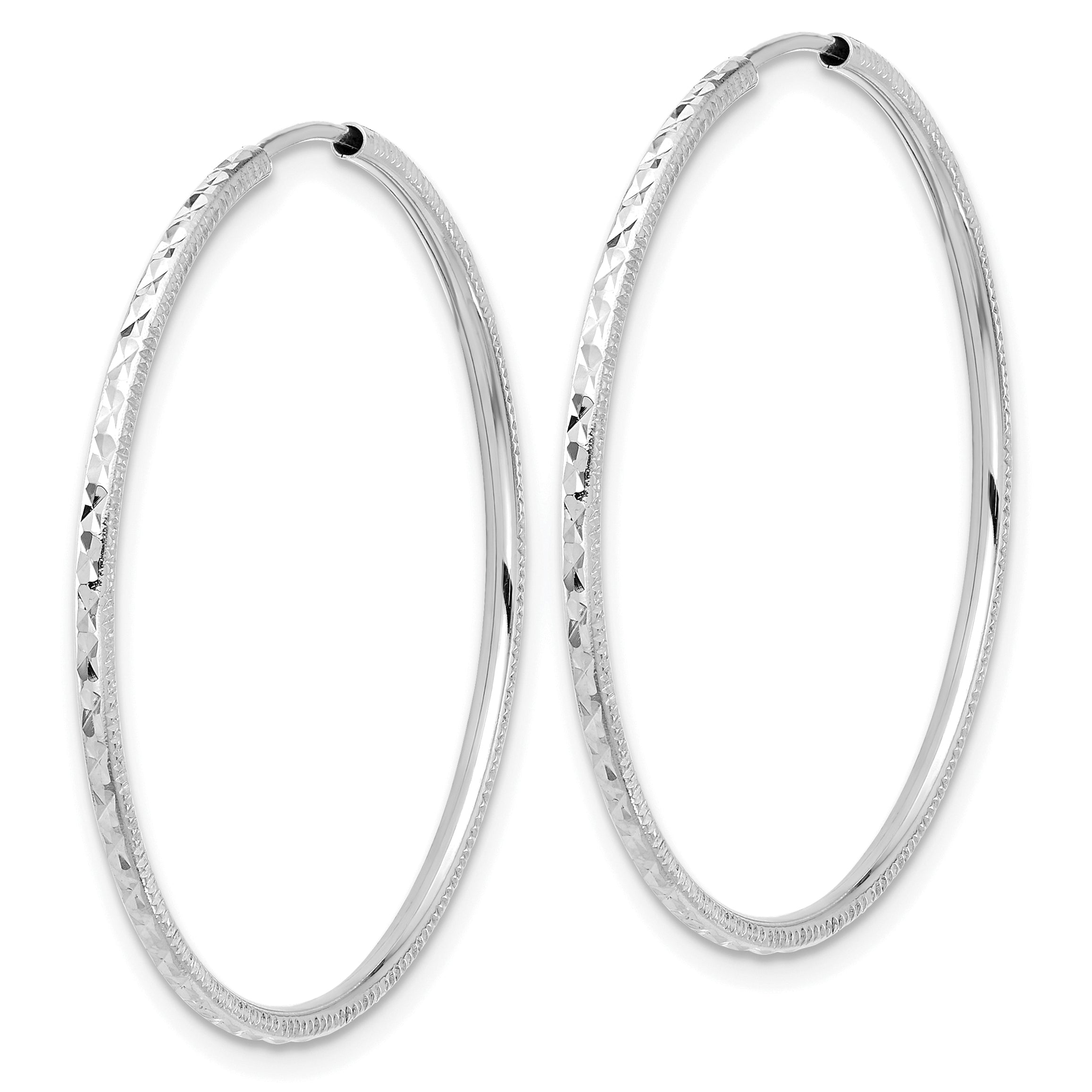 14k White Gold D/C 1.50mm Endless Hoop Earrings