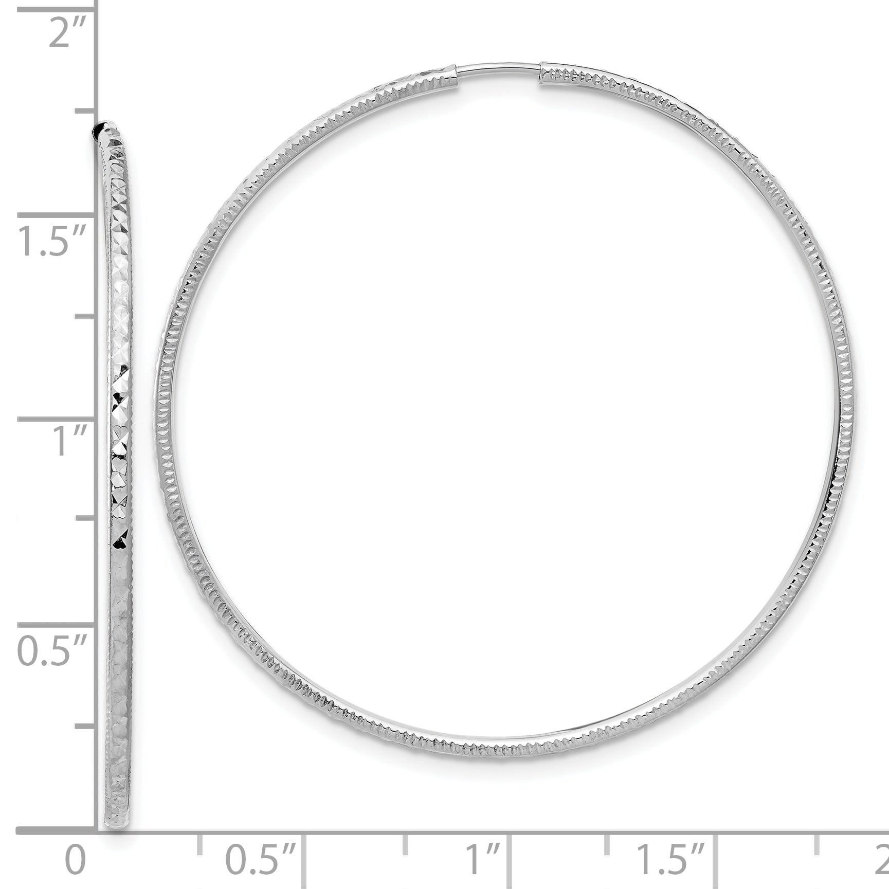 14k White Gold D/C 1.50mm Endless Hoop Earrings