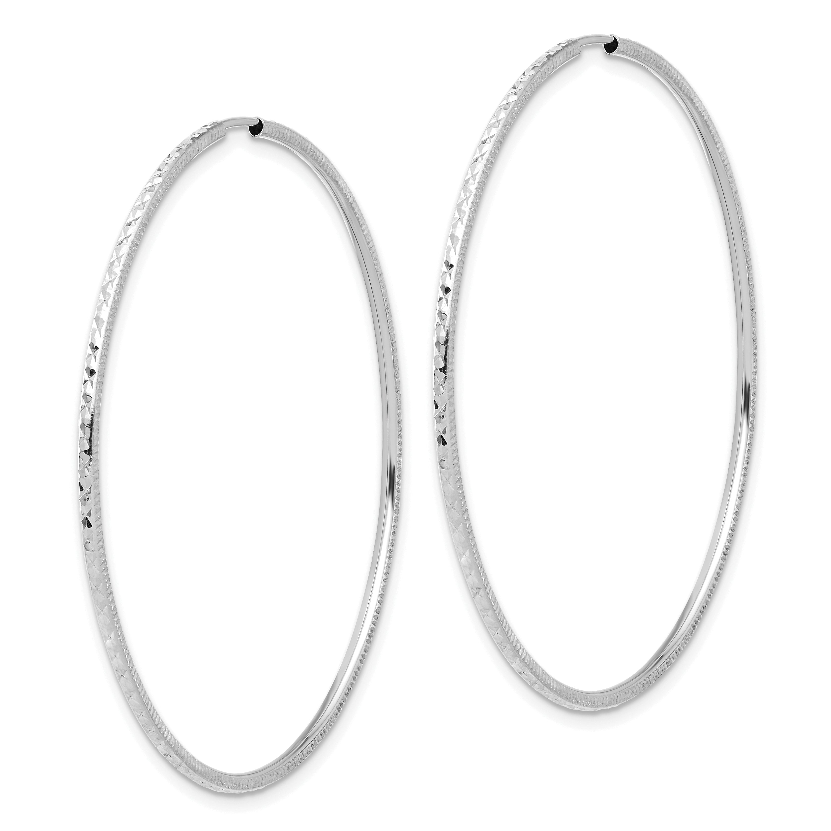 14k White Gold D/C 1.50mm Endless Hoop Earrings