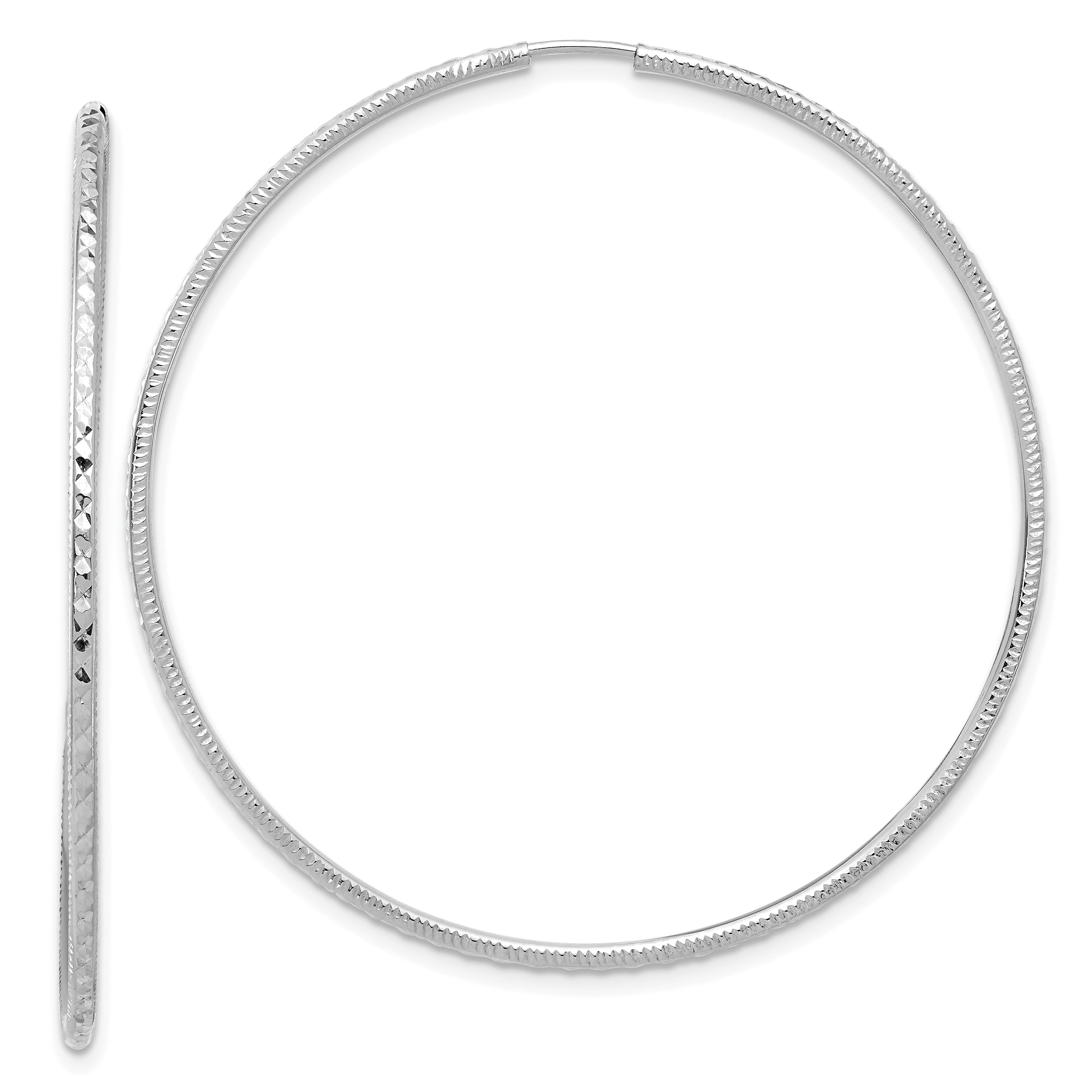 14k White Gold D/C 1.50mm Endless Hoop Earrings