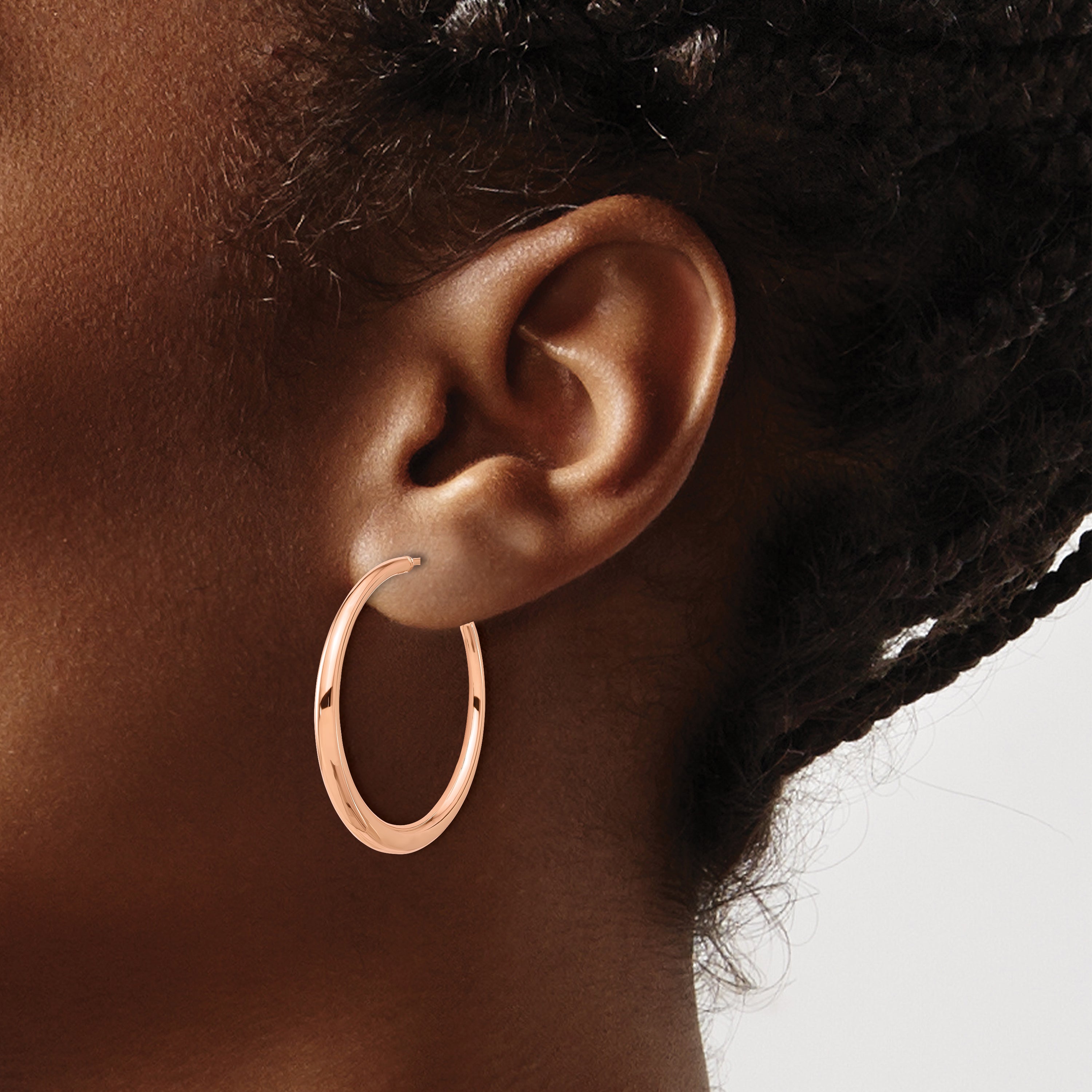 14K Rose Gold Polished Hoop Post Earrings