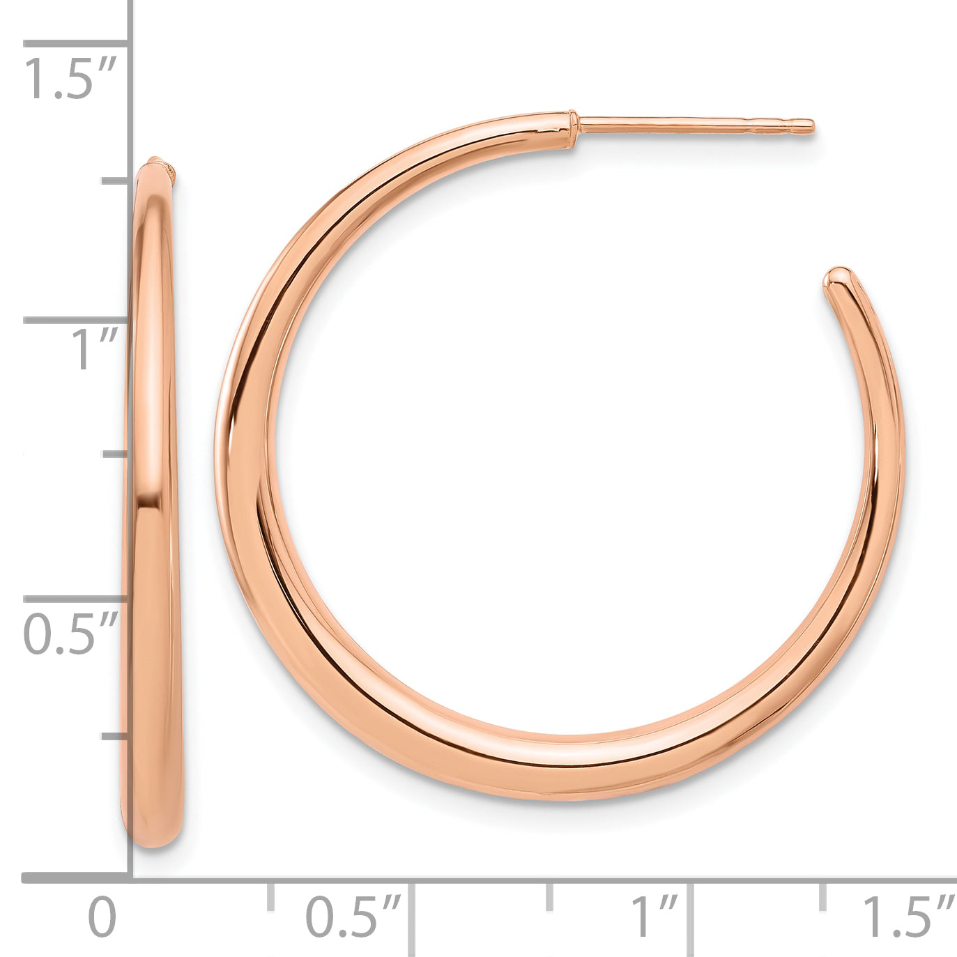 14K Rose Gold Polished Hoop Post Earrings