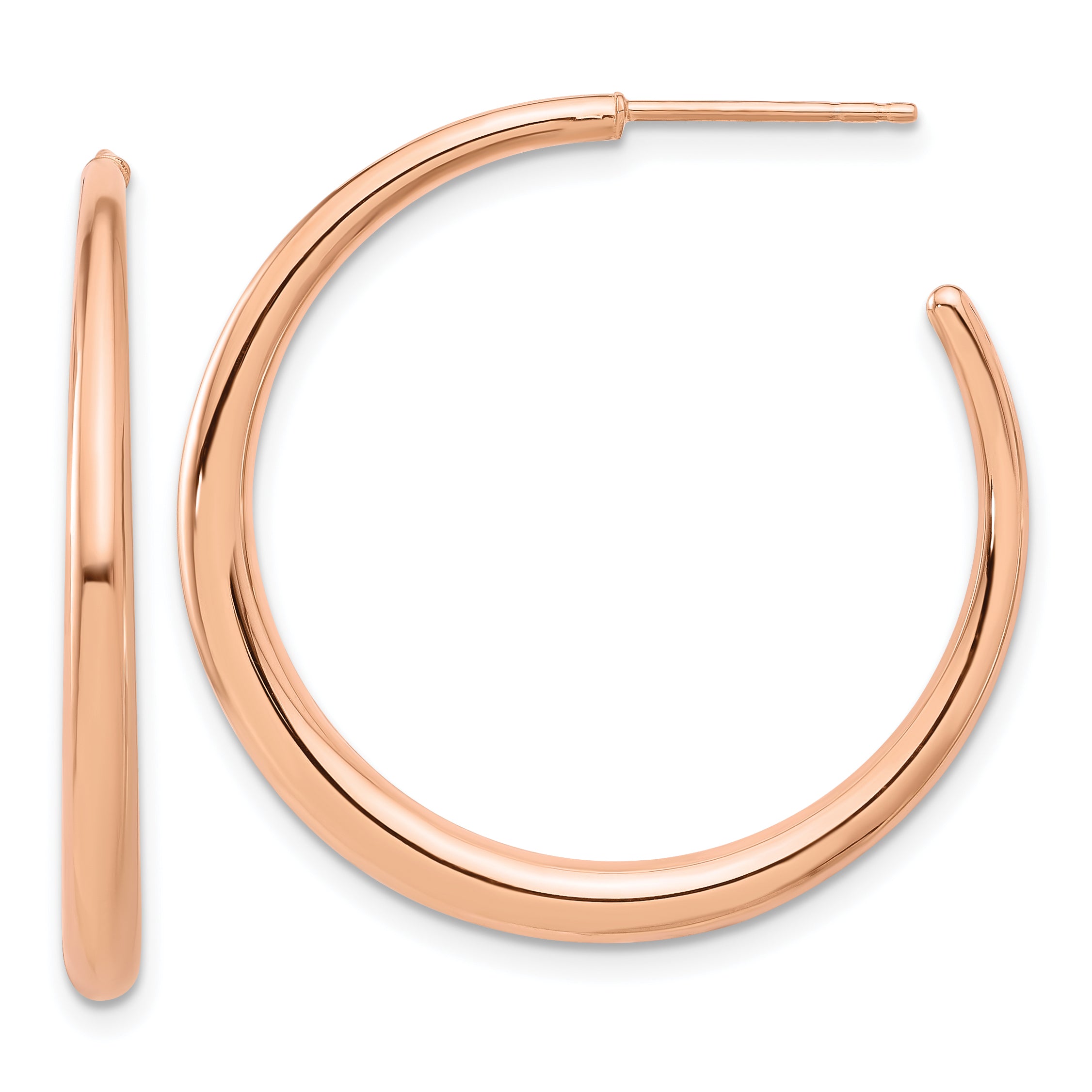 14K Rose Gold Polished Hoop Post Earrings