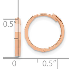 14K Rose Gold Polished and Diamond-cut Hinged Hoop Earrings