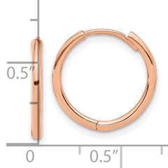 14K Rose Gold Polished Hinged Hoop Earrings