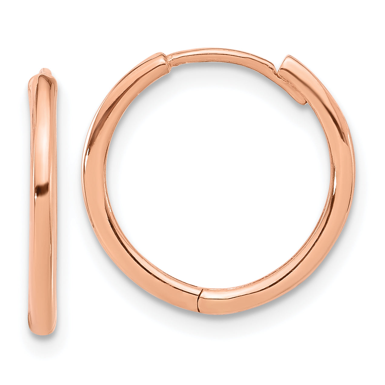 14K Rose Gold Polished Hinged Hoop Earrings