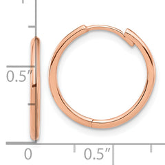 14K Rose Gold Polished Hinged Hoop Earrings