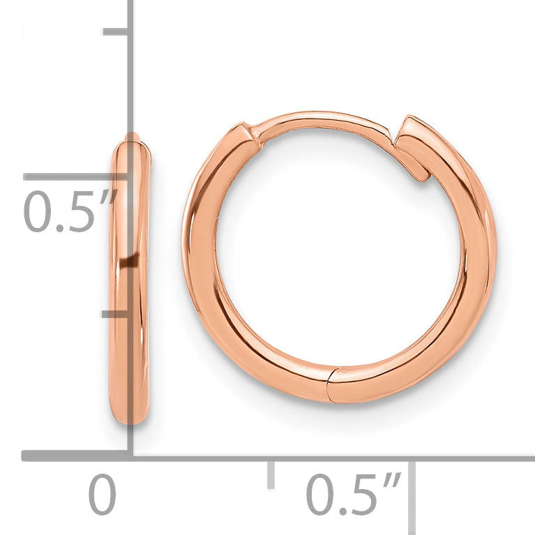 14K Rose Gold Polished Hinged Hoop Earrings