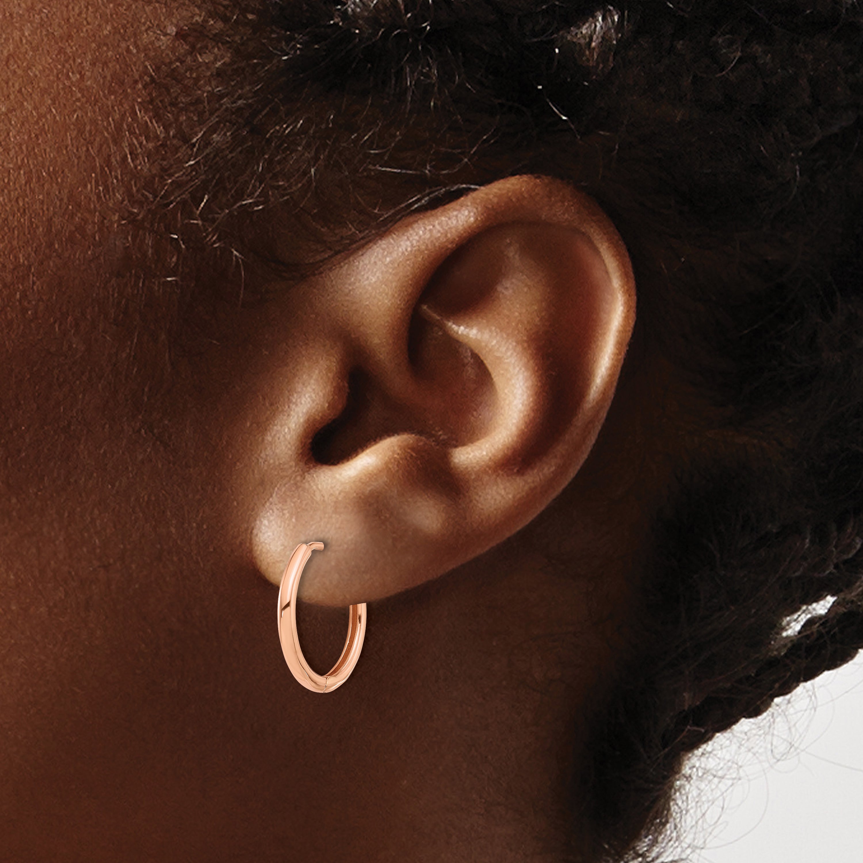 14K Rose Gold Polished Hinged Hoop Earrings