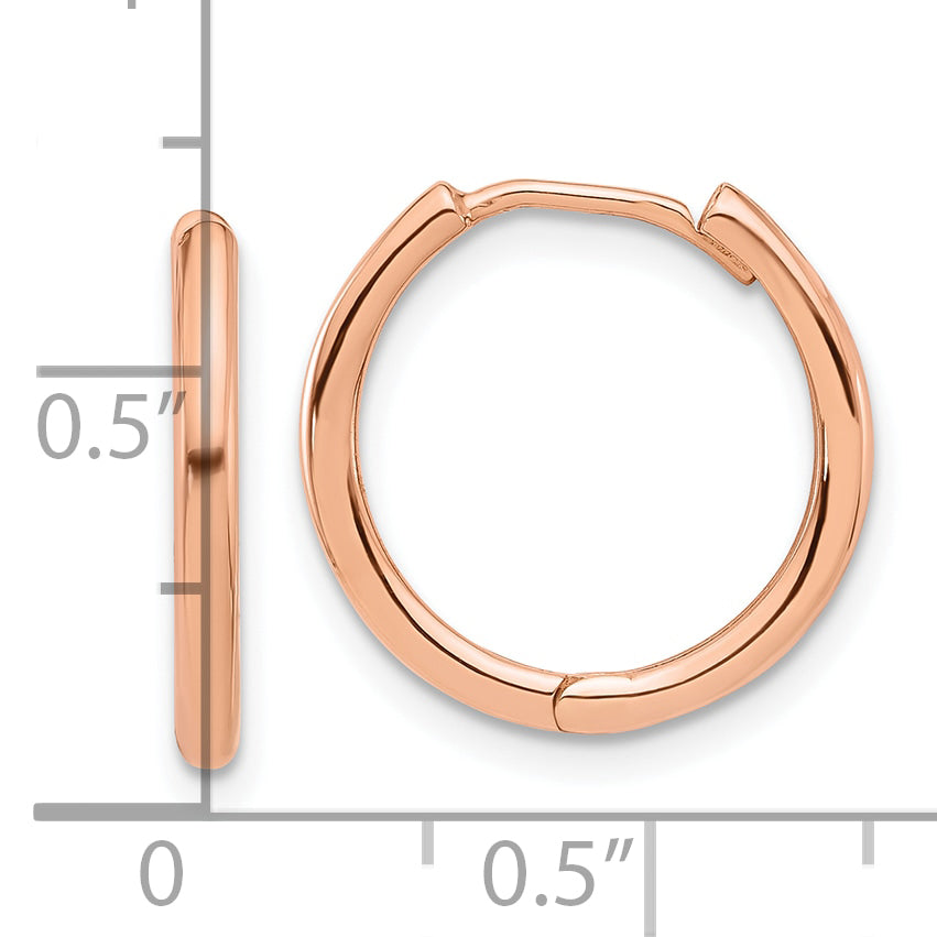 14K Rose Gold Polished Hinged Hoop Earrings