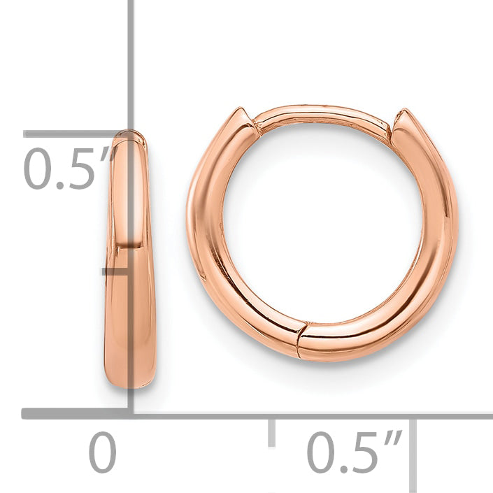 14K Rose Gold Polished Hinged Hoop Earrings