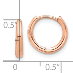 14K Rose Gold Polished Hinged Hoop Earrings