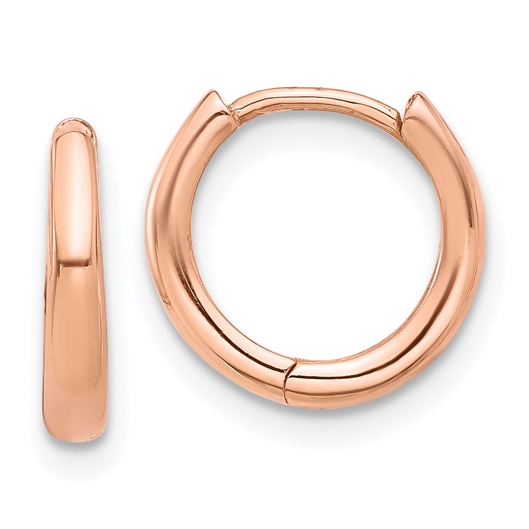 14K Rose Gold Polished Hinged Hoop Earrings