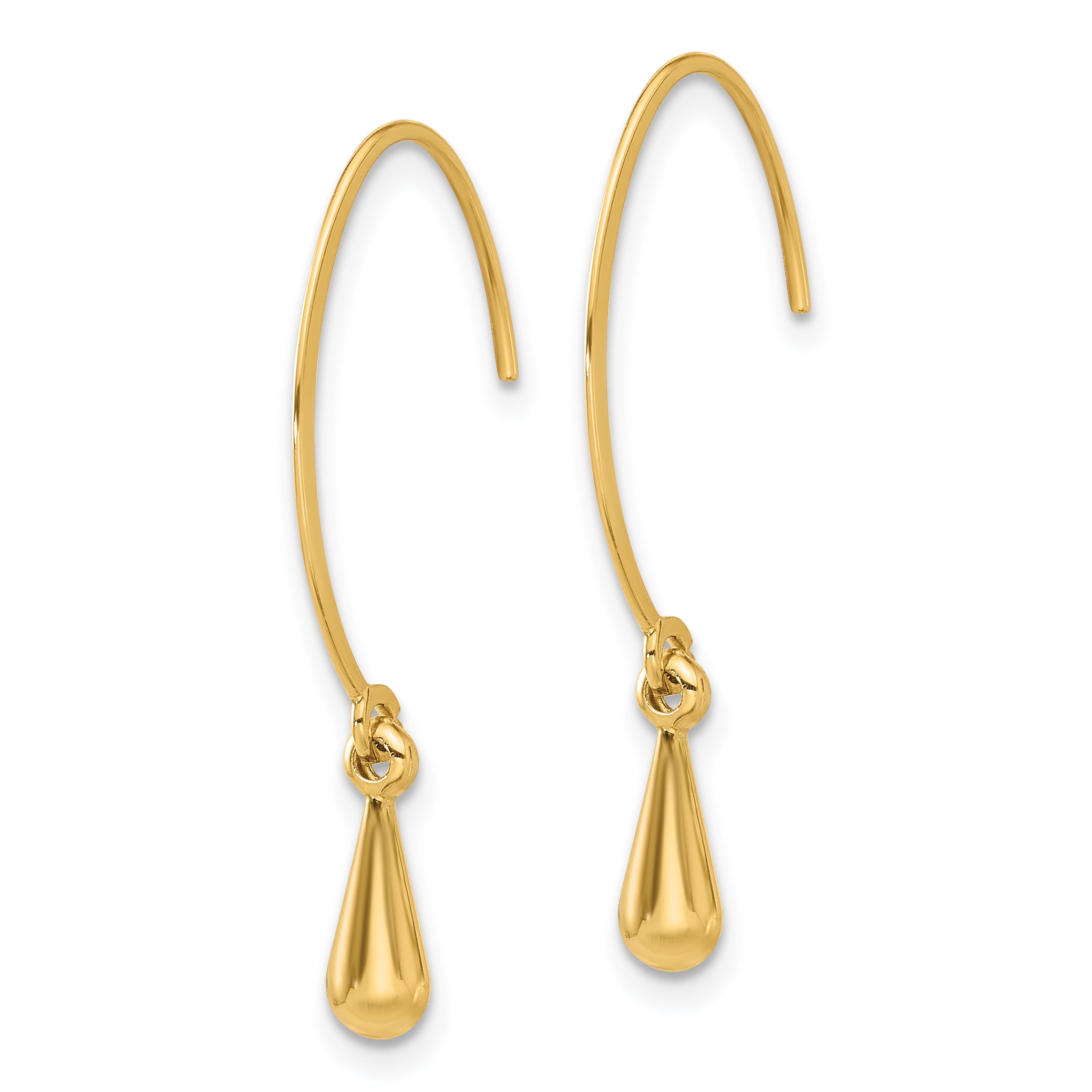 14k Polished Dangle Threader Hook Earrings