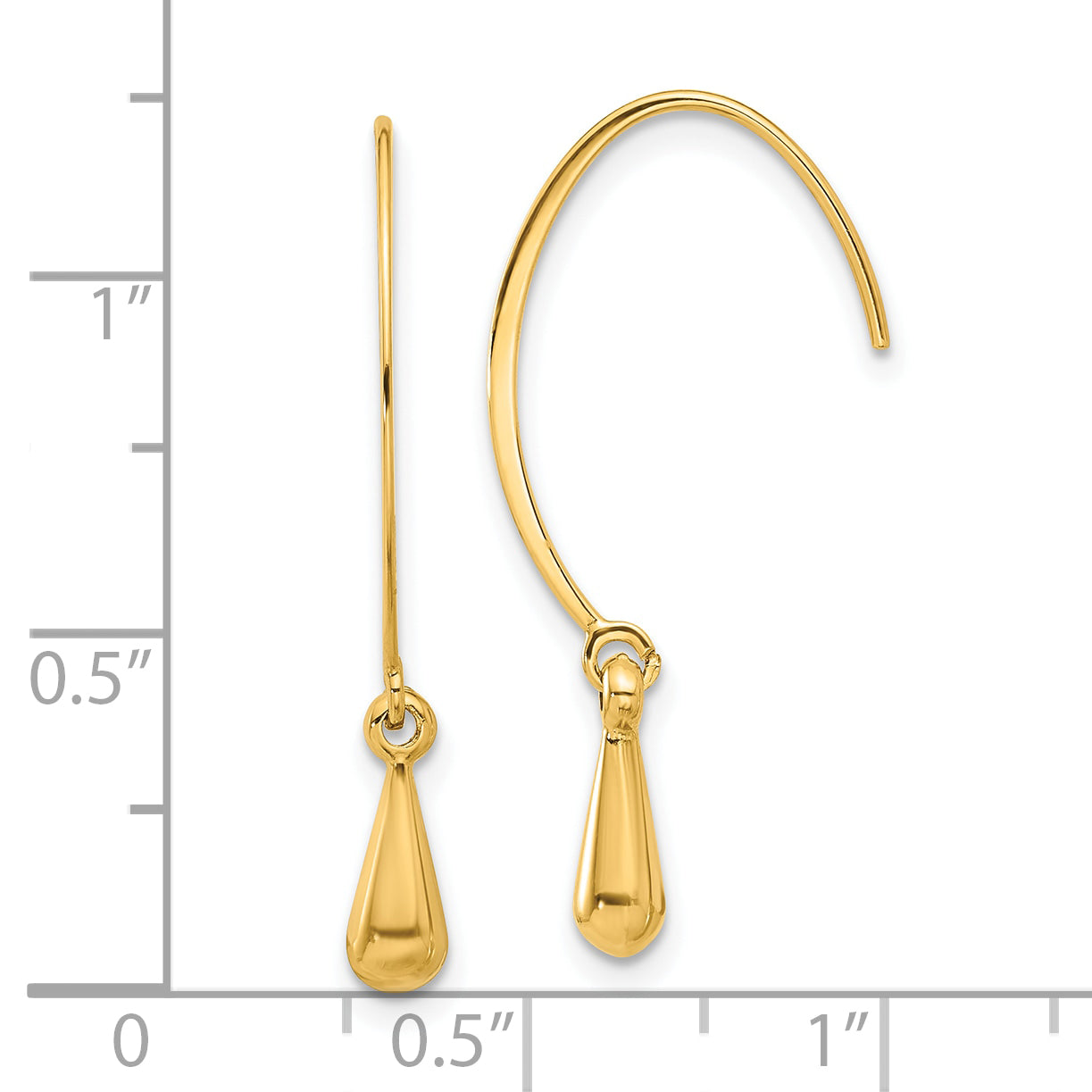 14k Polished Dangle Threader Hook Earrings