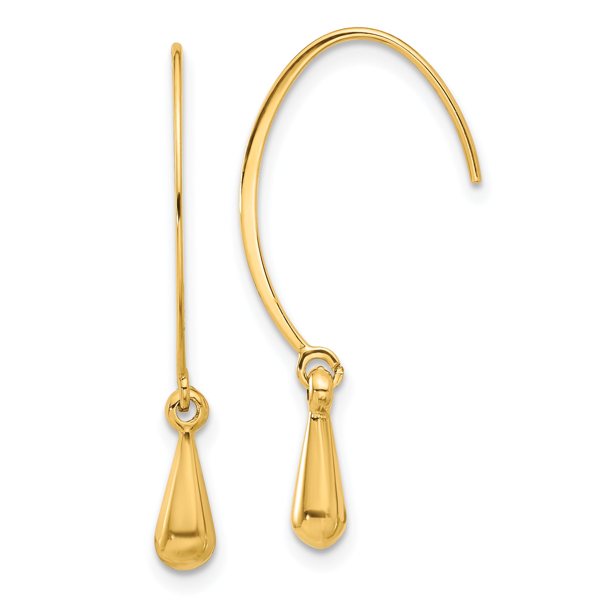 14k Polished Dangle Threader Hook Earrings