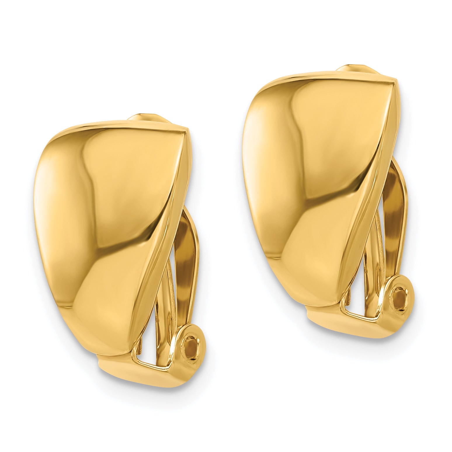 14K Polished Omega Clip Non-pierced Earrings