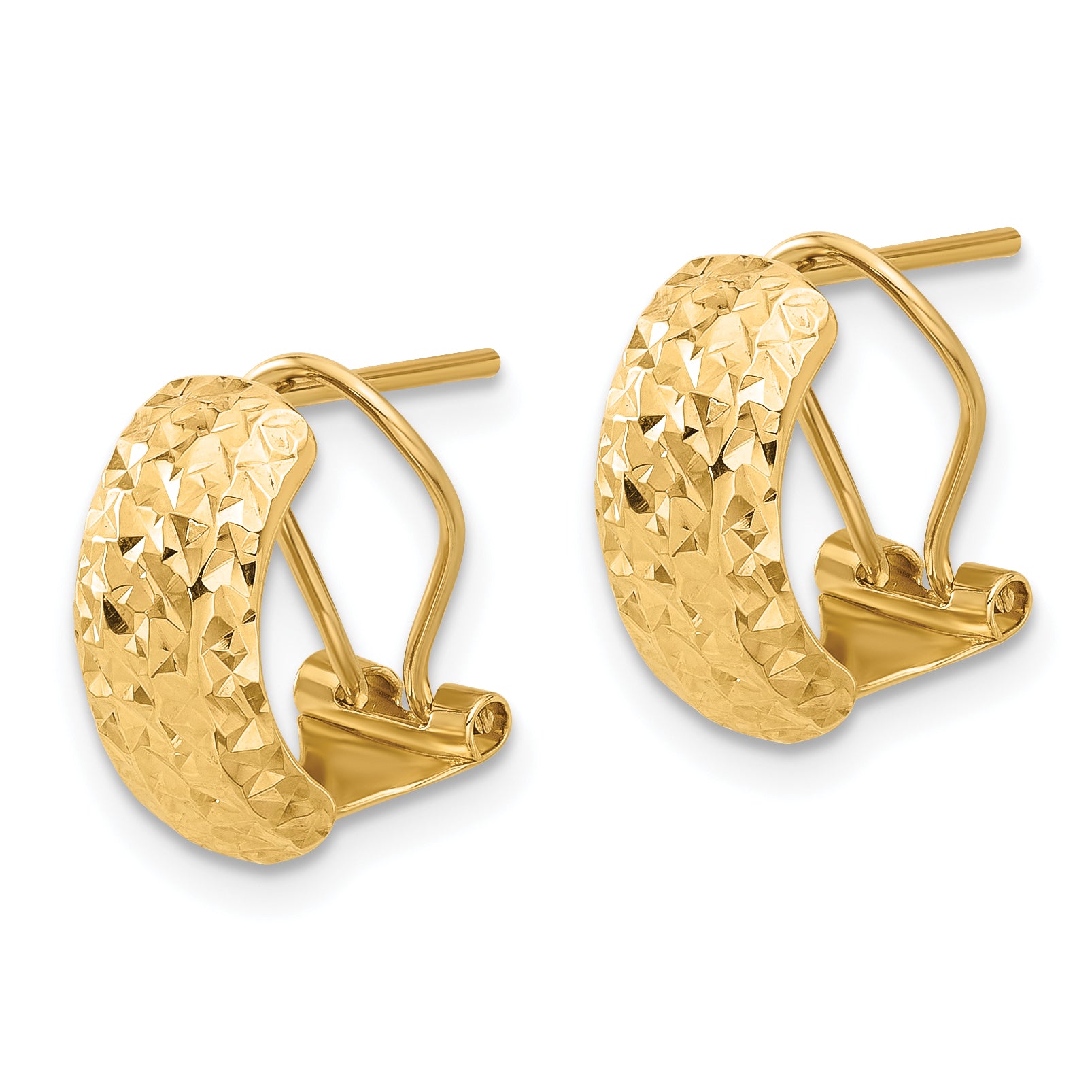 14K Polished and Diamond-cut Omega Back Earrings