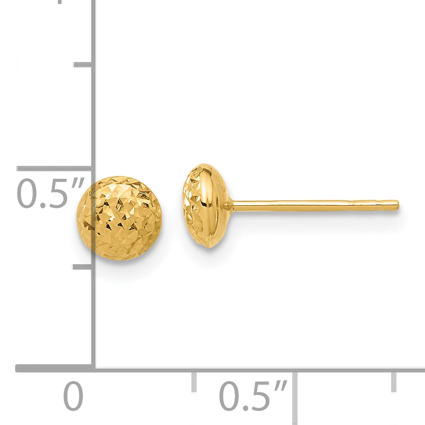 14K Polished and Diamond-cut 5.5mm Button Post Earrings