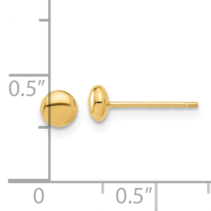 14K Polished 4.5mm Button Post Earrings