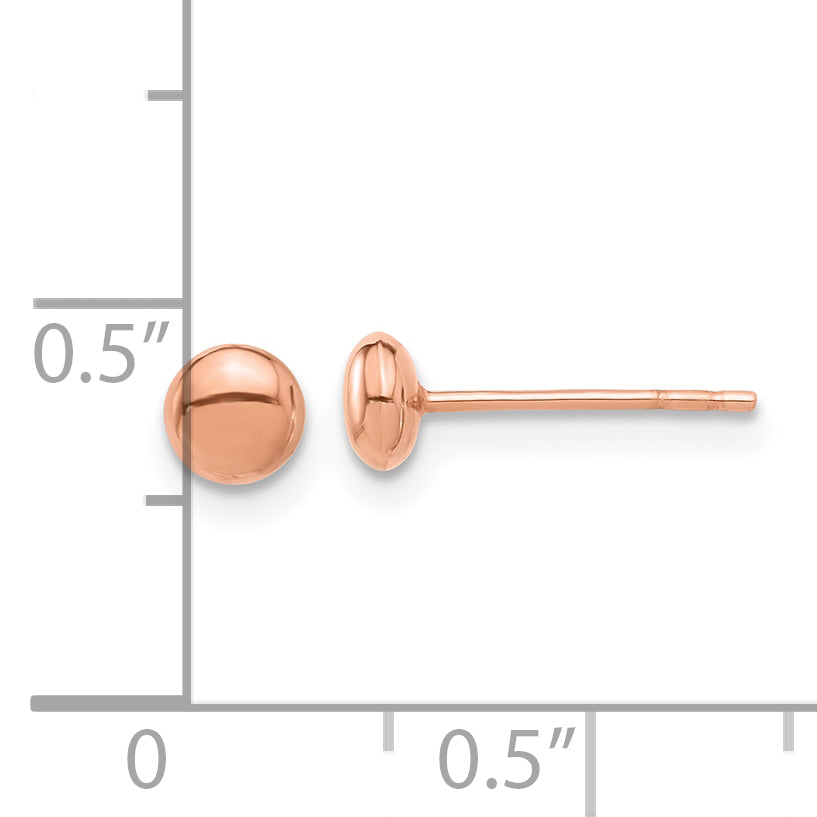 14K Rose Gold Polished 4.5mm Button Post Earrings