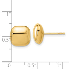 14K Polished 10mm Puffed Square Post Earrings