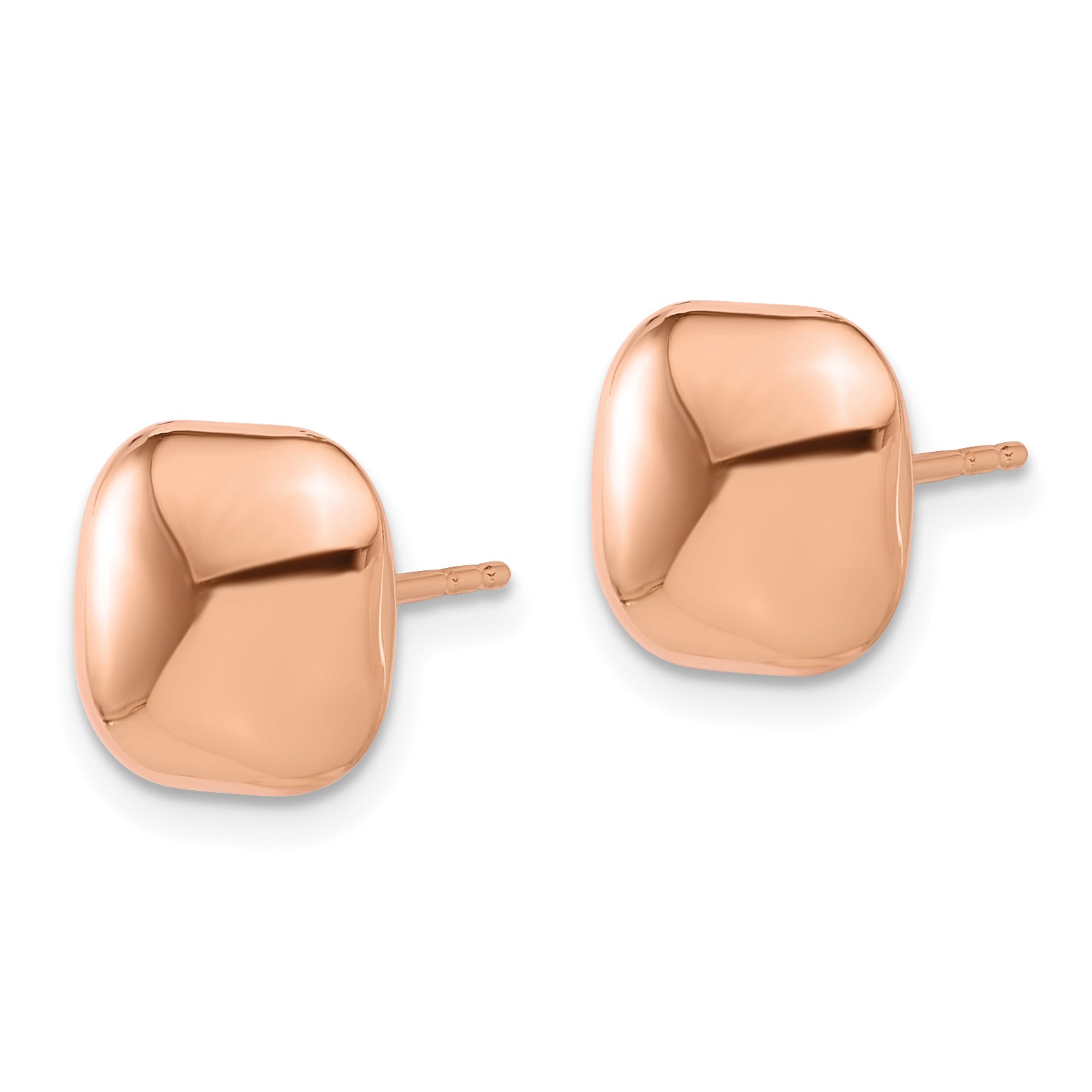 14K Rose Gold Polished 10mm Puffed Square Post Earrings