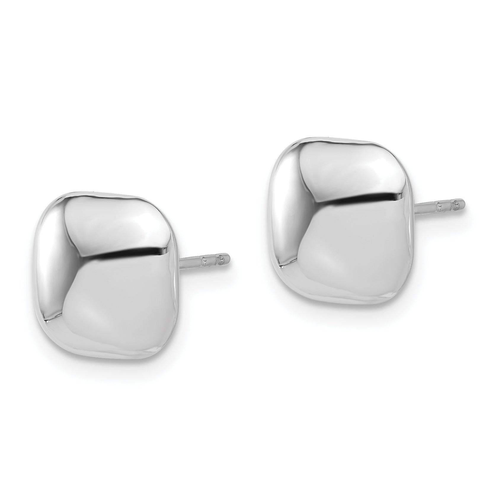 14K White Gold Polished 10mm Puffed Square Post Earrings