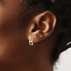 14K Two-tone Polished J-Hoop Post Earrings