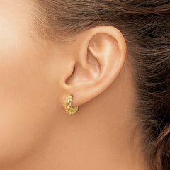 14K Textured J Hoop Post Earrings