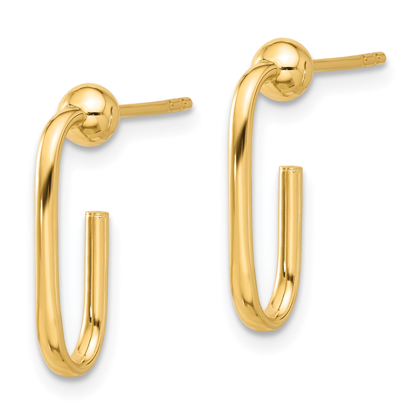 14K Polished J-Hoop Post Earrings