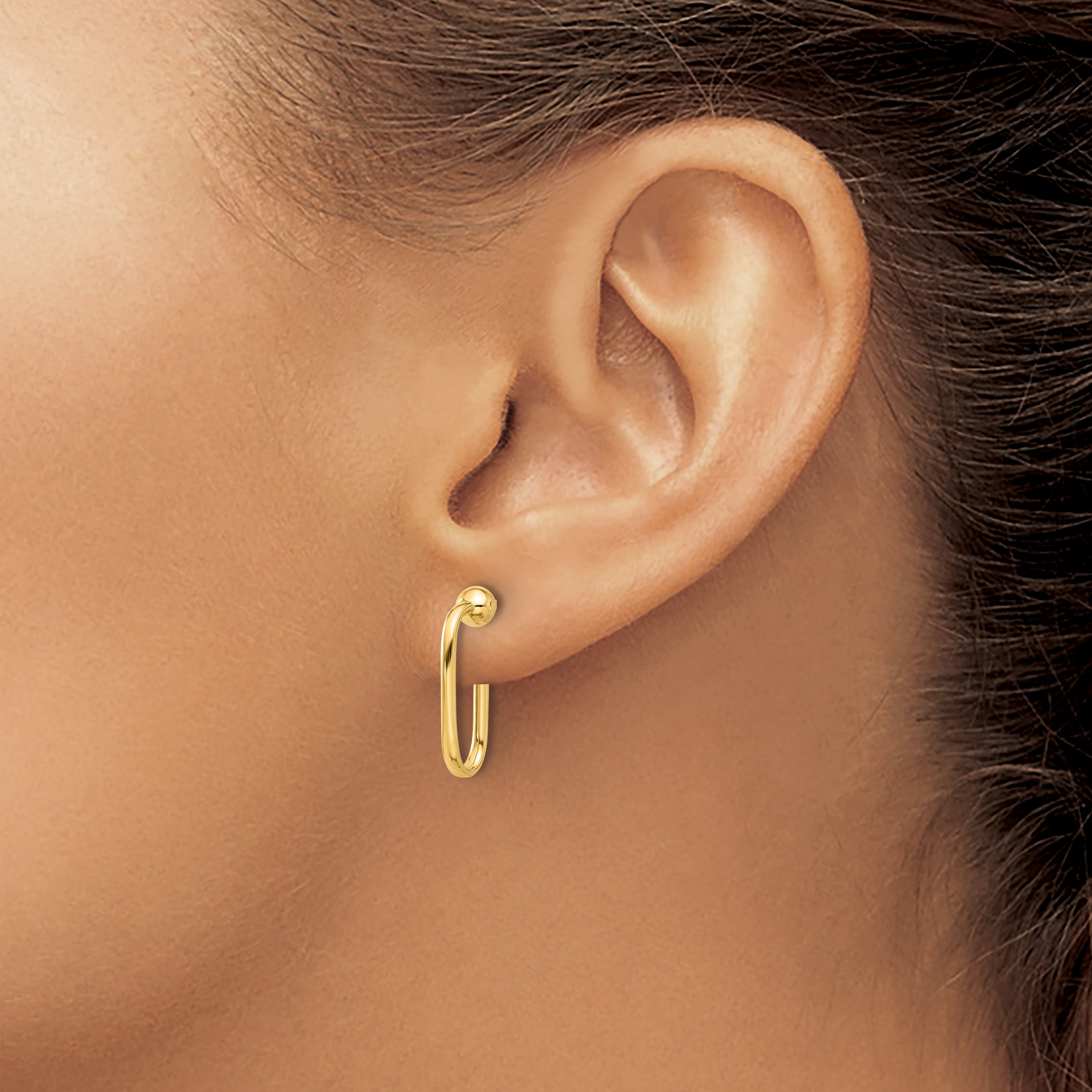 14K Polished J-Hoop Post Earrings