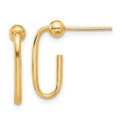 14K Polished J-Hoop Post Earrings