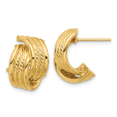 14K Polished and Textured Twisted Post Earrings