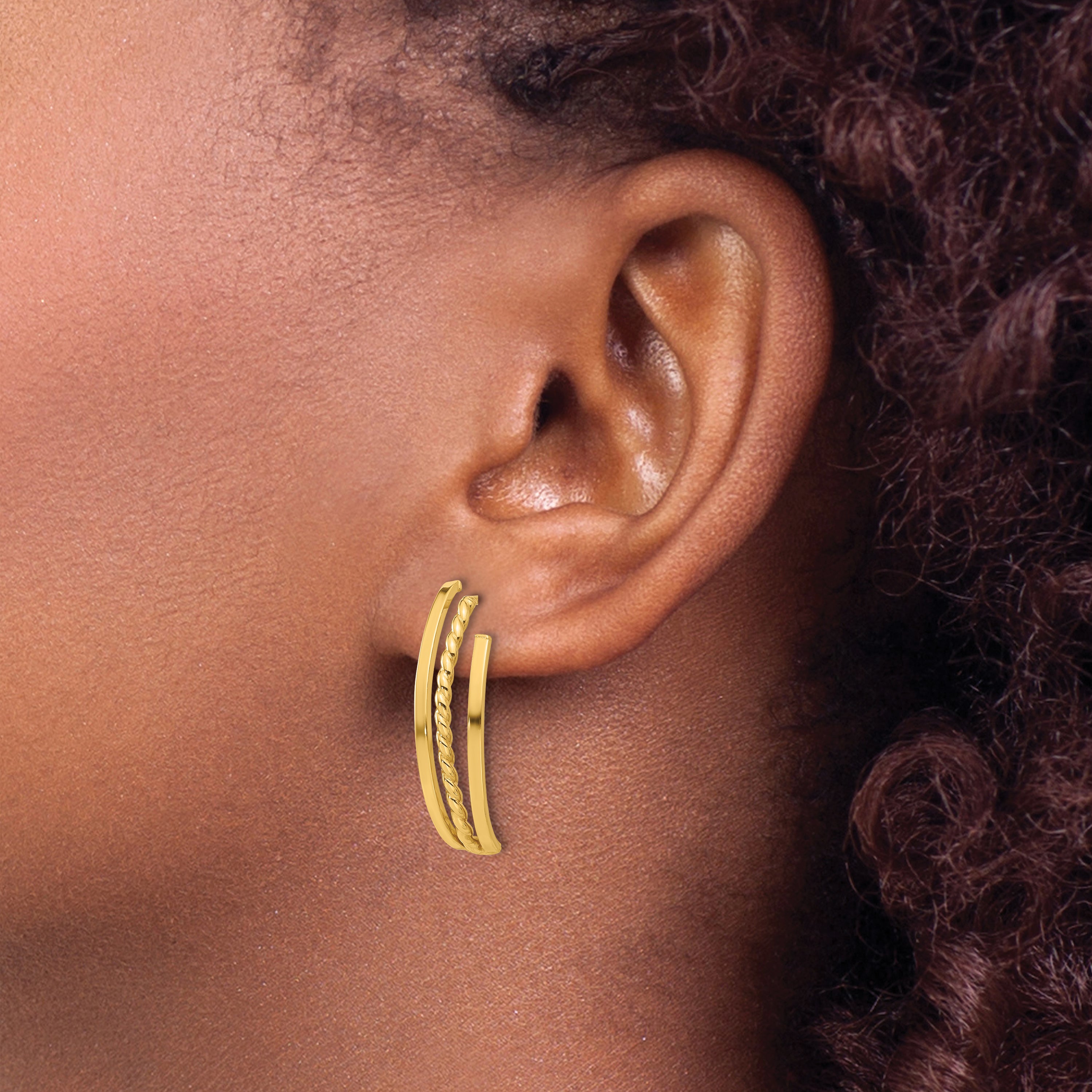 14K Polished and Twist Post Earrings