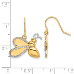 14k and White Rhodium D/C Bee Dangle Earrings