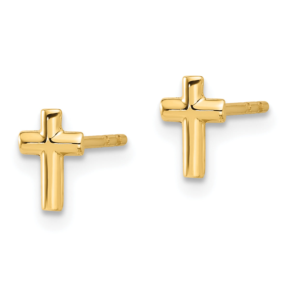 14K Polished Cross Post Earrings