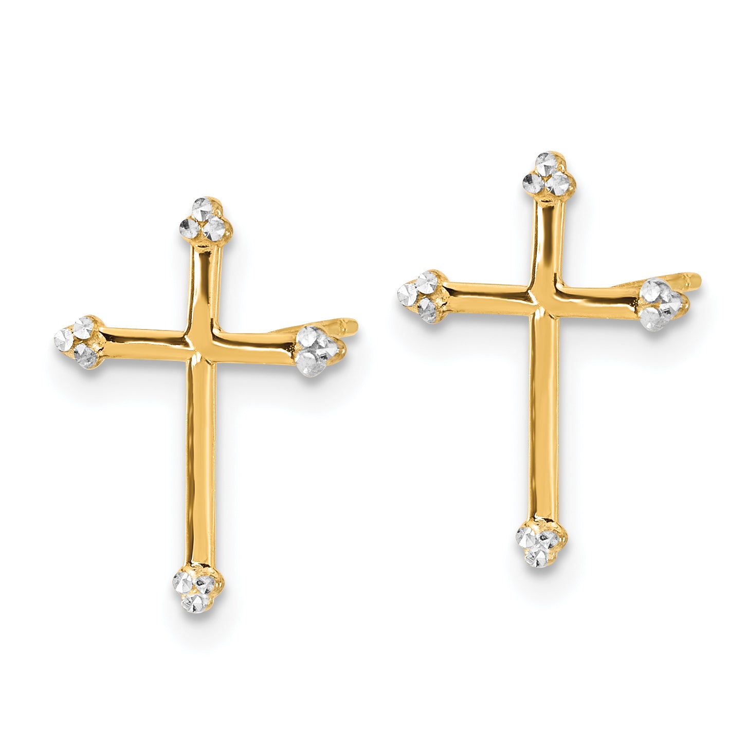 14k and White Rhodium D/C Cross Post Earrings