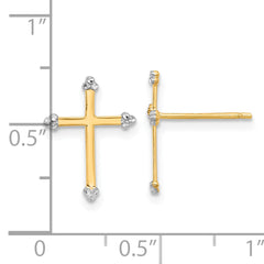 14k and White Rhodium D/C Cross Post Earrings