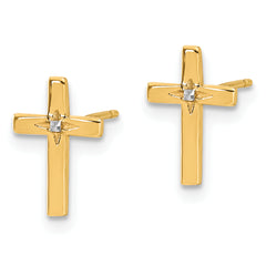 14k and White Rhodium Cross Post Earrings