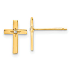 14k and White Rhodium Cross Post Earrings