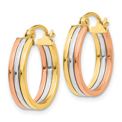 14K Tri Color Hoop Earrings