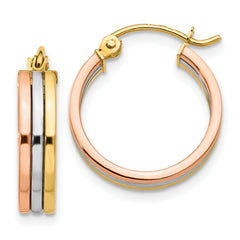 14K Tri Color Hoop Earrings