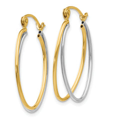 14K Two Tone Hoop Earrings