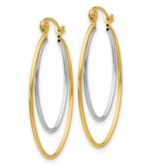 14K Two Tone Lightweight Hoop Earrings