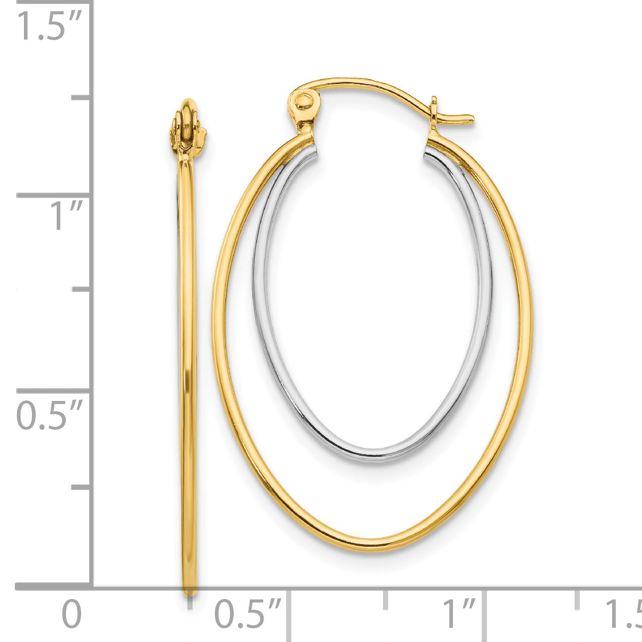 14K Two Tone Lightweight Hoop Earrings