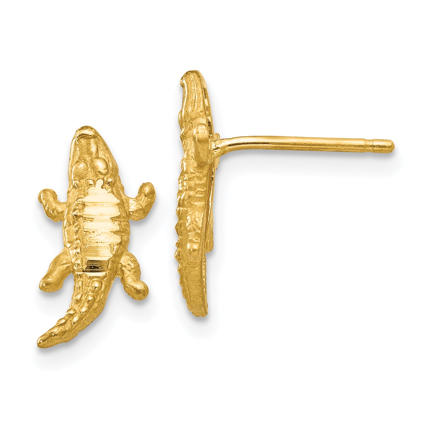 14K Diamond-cut Alligator Earrings