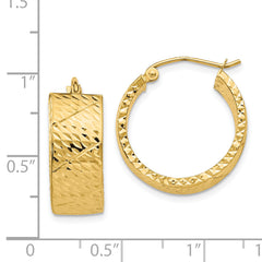 14k Diamond Cut Hoop Earrings