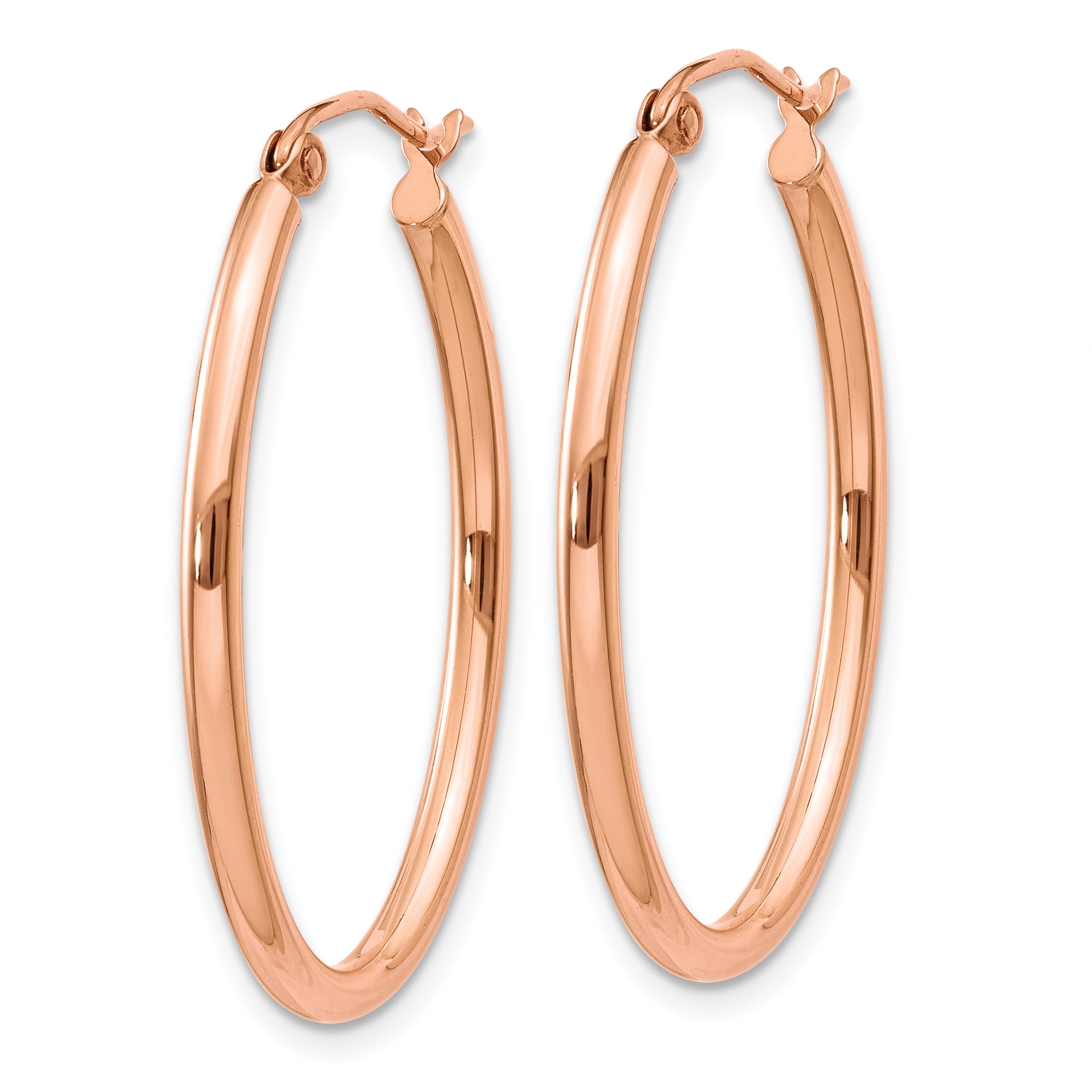 14k Rose Gold Oval Hoop Earrings